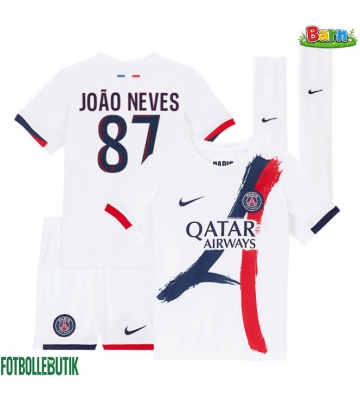 Paris Saint-Germain Joao Neves #87 Bortaställ Barn 2025-26 Kortärmad (+ Korta byxor)